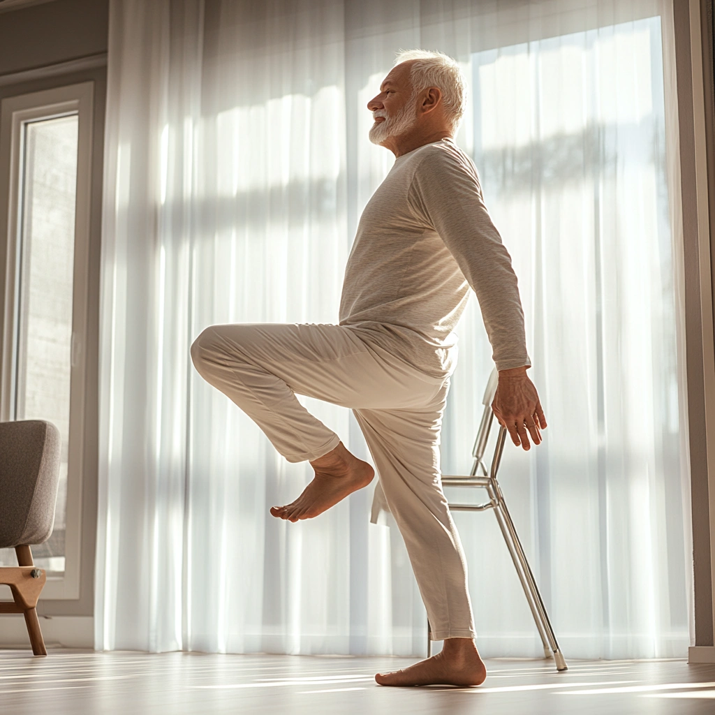 Вправа для покращення рівноваги - стійка на одній нозі з підтримкою